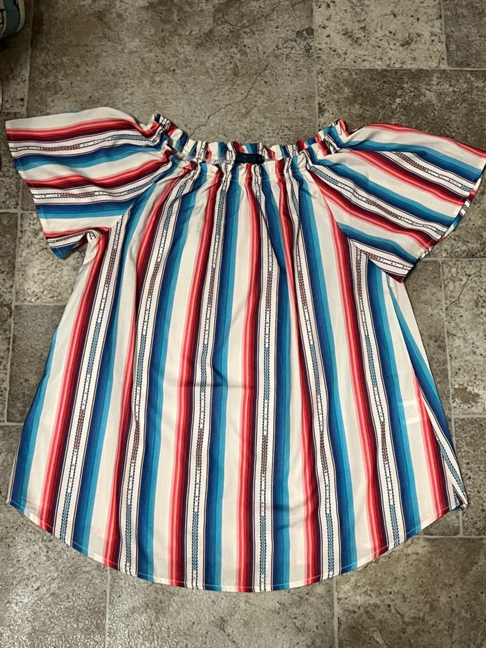 Square Neck Western Striped Blouse